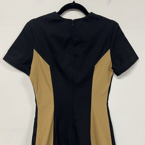 Derek Lam 10 Crosby Dress Womens Size 8 Black Cream Colorblock Cotton Poplin - Picture 4 of 13
